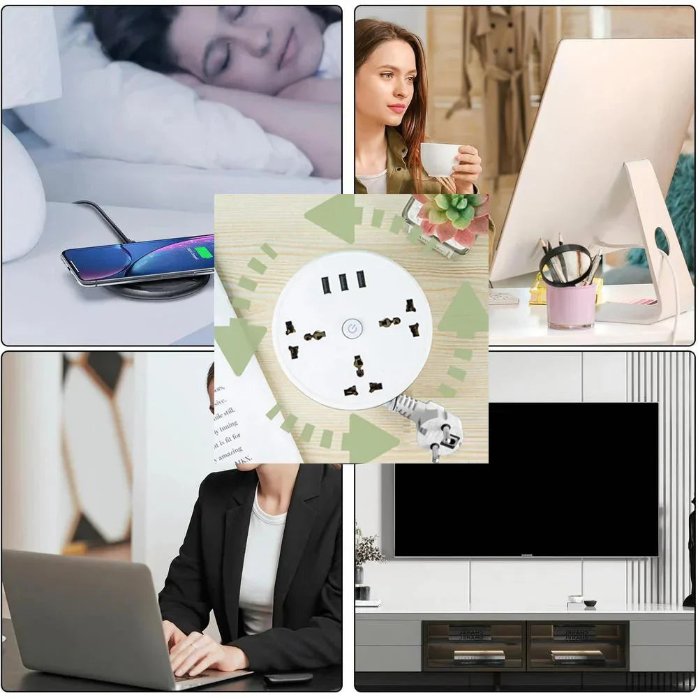 EU Plug AC Outlet Smart Home Power Strip β Multipurpose Electrical Extension Cord with USB Ports & Fast Charging